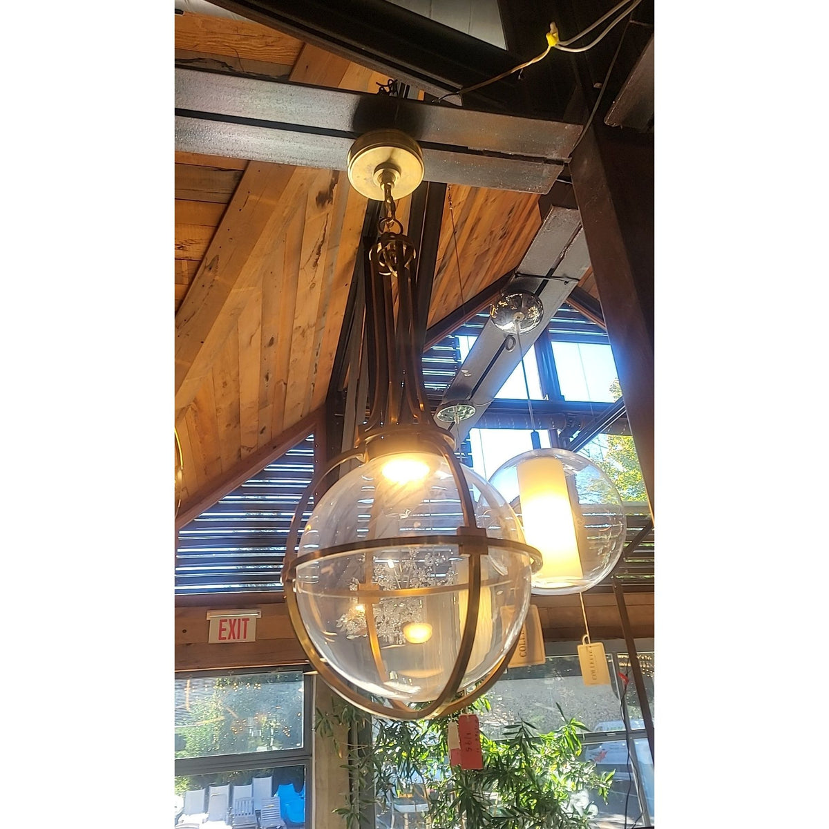 Brass Gracie Captured Globe Pendant by Chapman & Myers - colletteconsignment.com