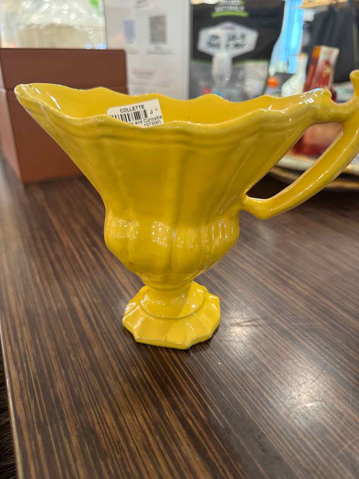 Vintage Italian Yellow Ceramic Pitcher 6" x 3" x 5"H