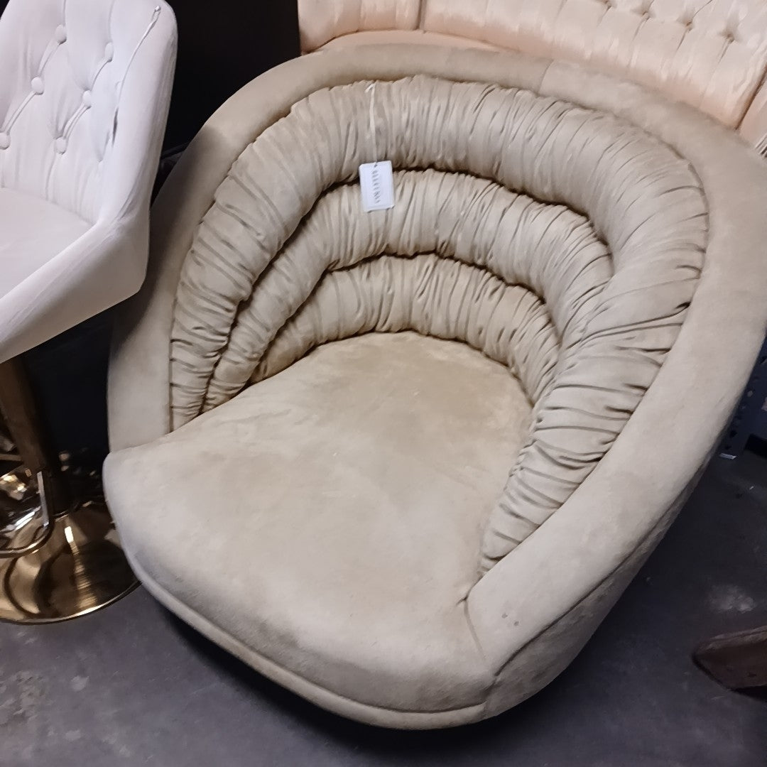 Suede Ellipse Swivel Lounge Chair by Vladimir Kagan (AS IS)