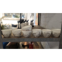 41-Pc 19th C. British Bat-Printed Porcelain Dish Set by Spode w/ Display Stands