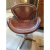 PAIR of Timothy Oulton Devon Style Brown Leather & Steel Swivel Chairs