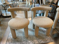 Set of 6 Cream Boucle Dining Chairs