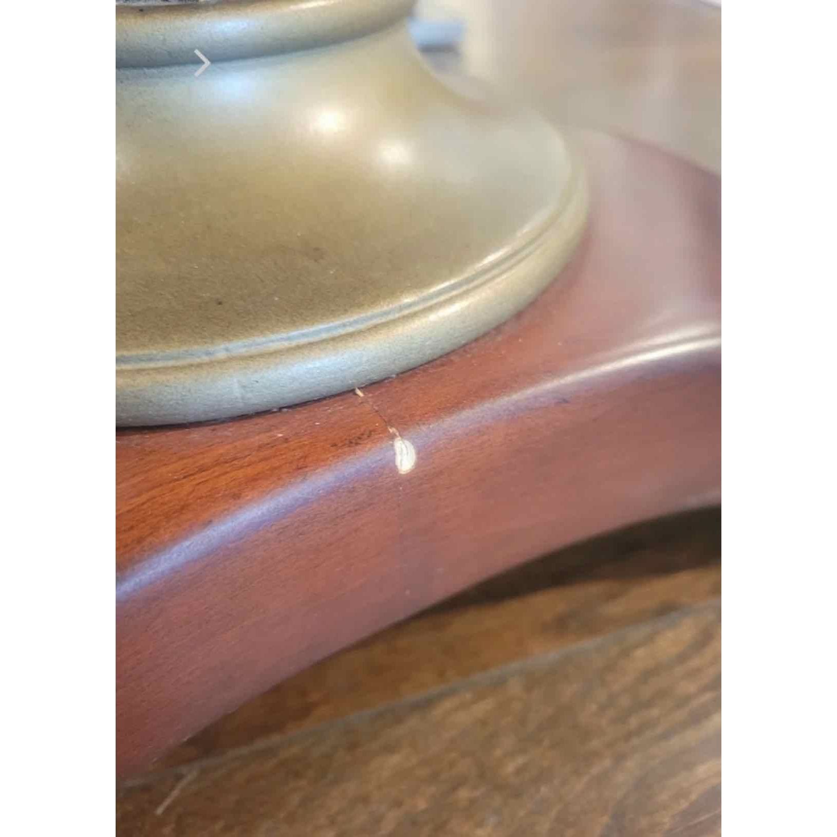 2-ft Round Jasper Marble Top & Dark Brass Entry Table w/ Fluted Mahogany Base