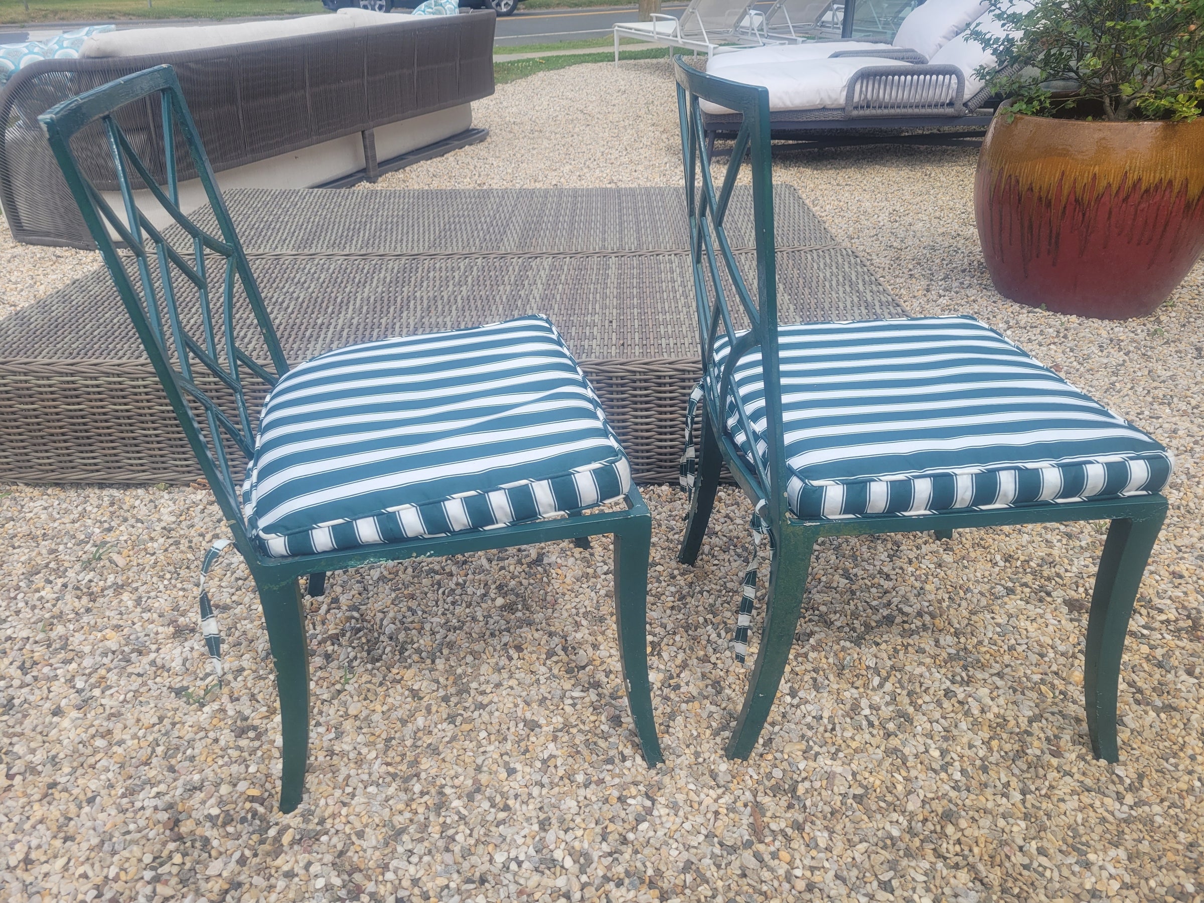 SET of Vintage Painted Iron Dining Table, 2 Arm Chairs, 4 Side Chairs (AS IS)
