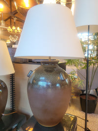 PAIR of Brown Barton Vase Table Lamps by Vaughan w/ Shades