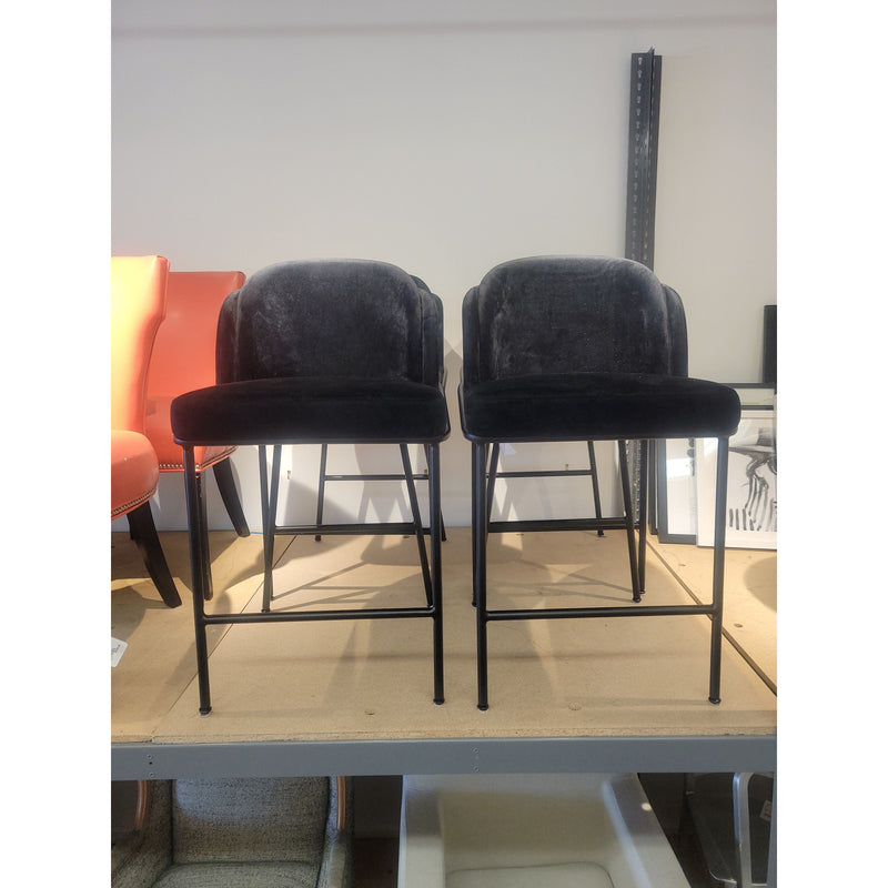SET of 4 Black Velvet Counter Stools by Rove Concepts