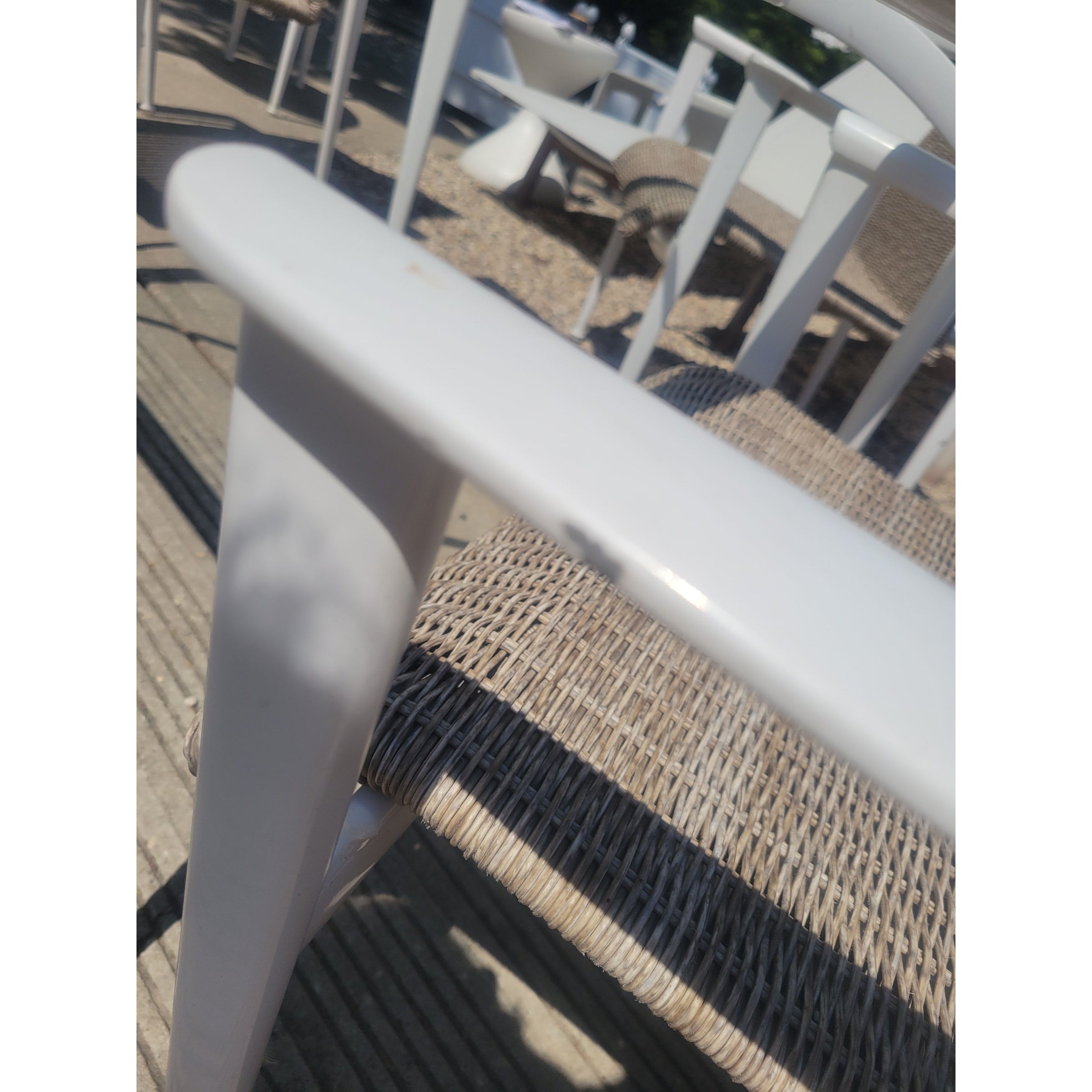 SET of 4 Flight Woven Wicker & Aluminum Dining Chairs by Brown Jordan (AS IS)
