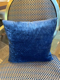 Silver & Blue Upholstered Oval Arm Chair by John Hutton for Donghia w/ Pillow