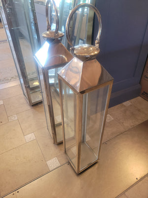 3-ft Polished Steel & Glass Rectangular Lantern