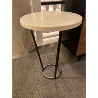 White Marble Cocktail Table with Metal Base