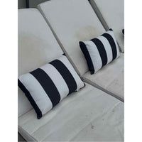 PAIR of Navy Striped Rectangular Sunbrella Pillows