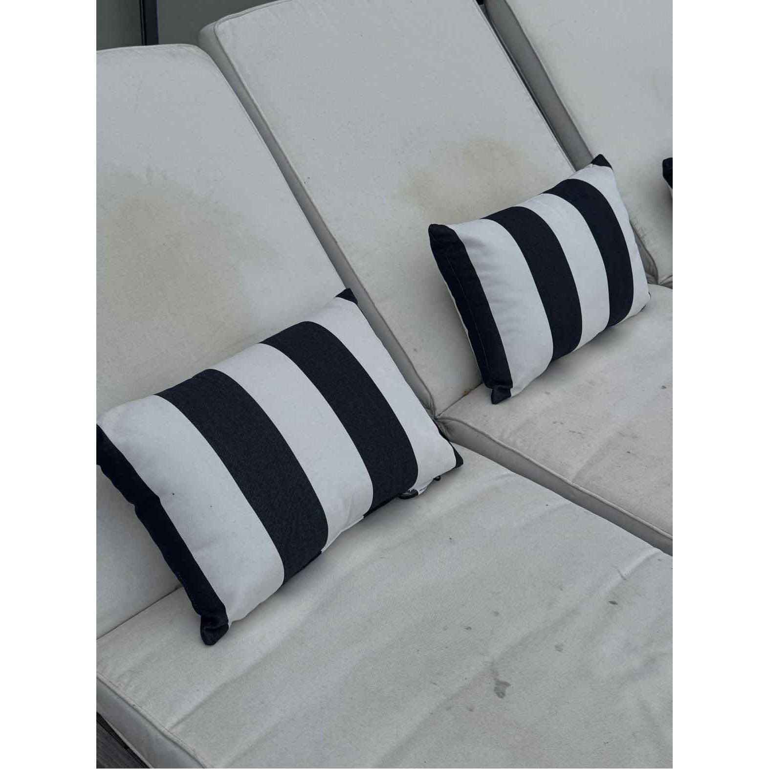 PAIR of Navy Striped Rectangular Sunbrella Pillows