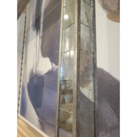 King-Sized Mirrored Mercury Glass Canopy Bed w/ Lilac Velvet Headboard (AS IS) - colletteconsignment.com