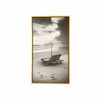 B&W Beach Lounges Photograph on Canvas in Floating Wood Frame