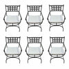 SET of 6 'Felix' Dark Gray Metal Dining Chairs w/ Ivory Cushions by Made Goods