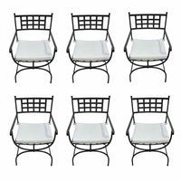 SET of 6 'Felix' Dark Gray Metal Dining Chairs w/ Ivory Cushions by Made Goods