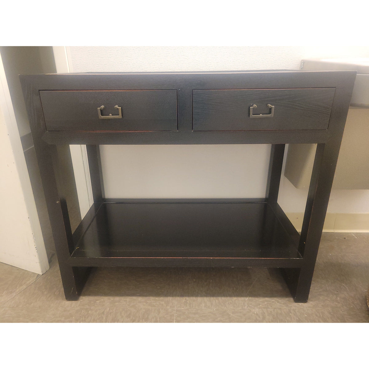 Black Wood Console Table w/ 2 Drawers - colletteconsignment.com