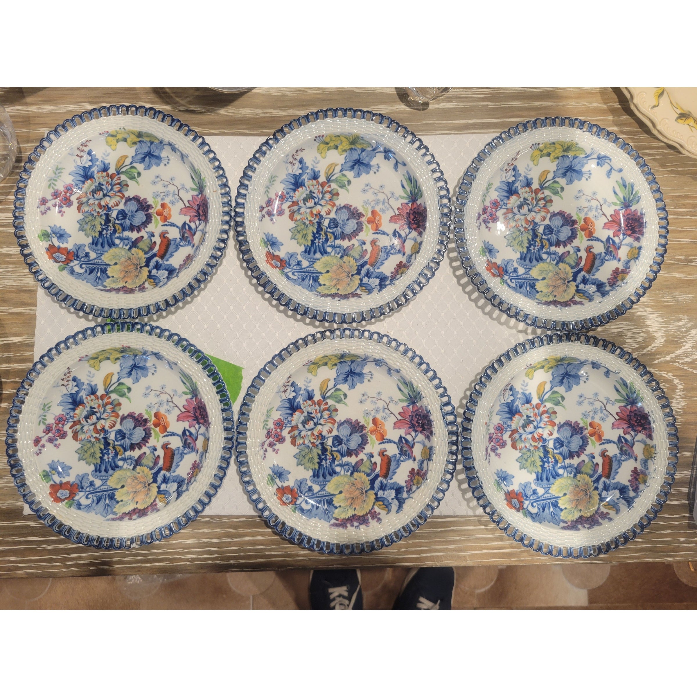 SET of 6 Dresden Floral Painted China Plates - colletteconsignment.com