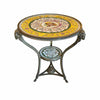 Antique Italian Brass Gueridon Table w/ Painted Cherubs & Goat Head Legs