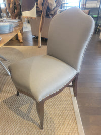 SET of 8 Vintage Upholstered Nailhead Dining Chairs w/ Dark Wood Legs (AS IS)