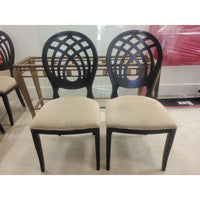 SET of 6 Italian Ebony Chairs w/ Fabric Seats by Costantini Pietro - colletteconsignment.com