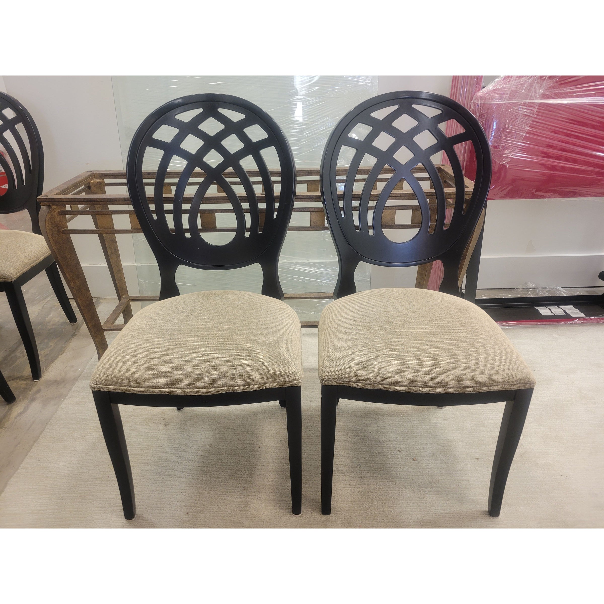 SET of 6 Italian Ebony Chairs w/ Fabric Seats by Costantini Pietro - colletteconsignment.com