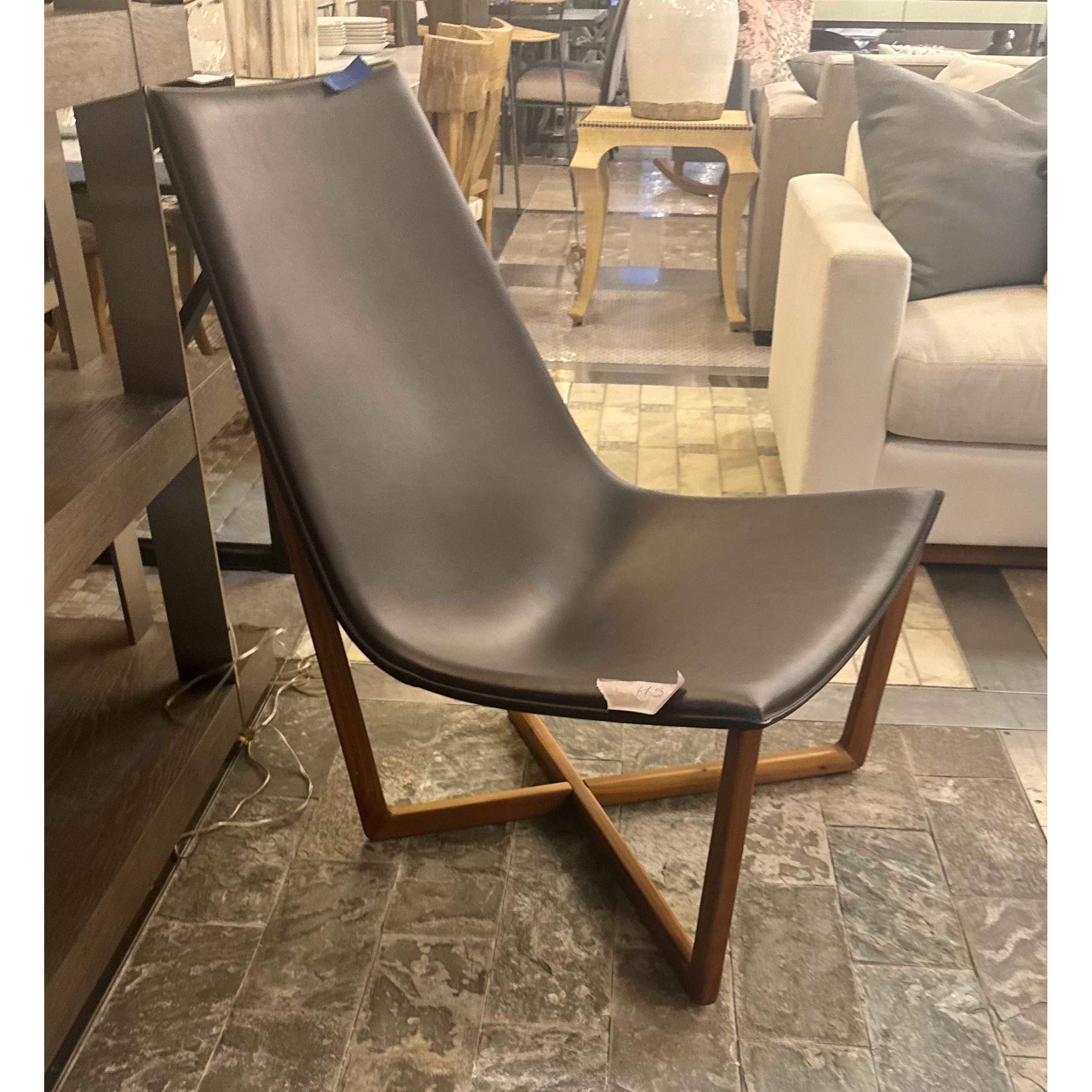 Jade + Shahan Leather Chair on Walnut Base by West Out East