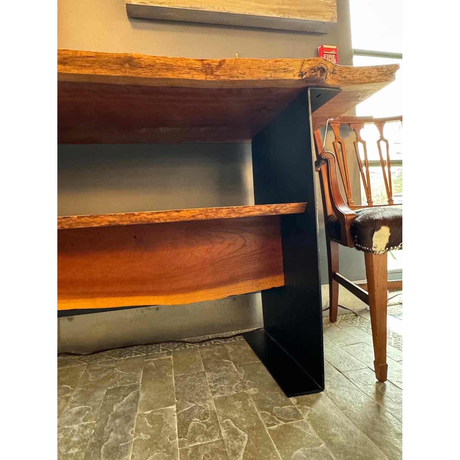 Trestle Walnut Console Table w/ Black Metal Legs by Chris Lehrecke