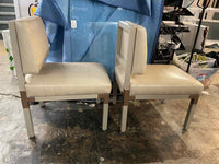 SET of 10 Leather & Brass Dining Chairs by Antoine Proulx for Dennis Miller