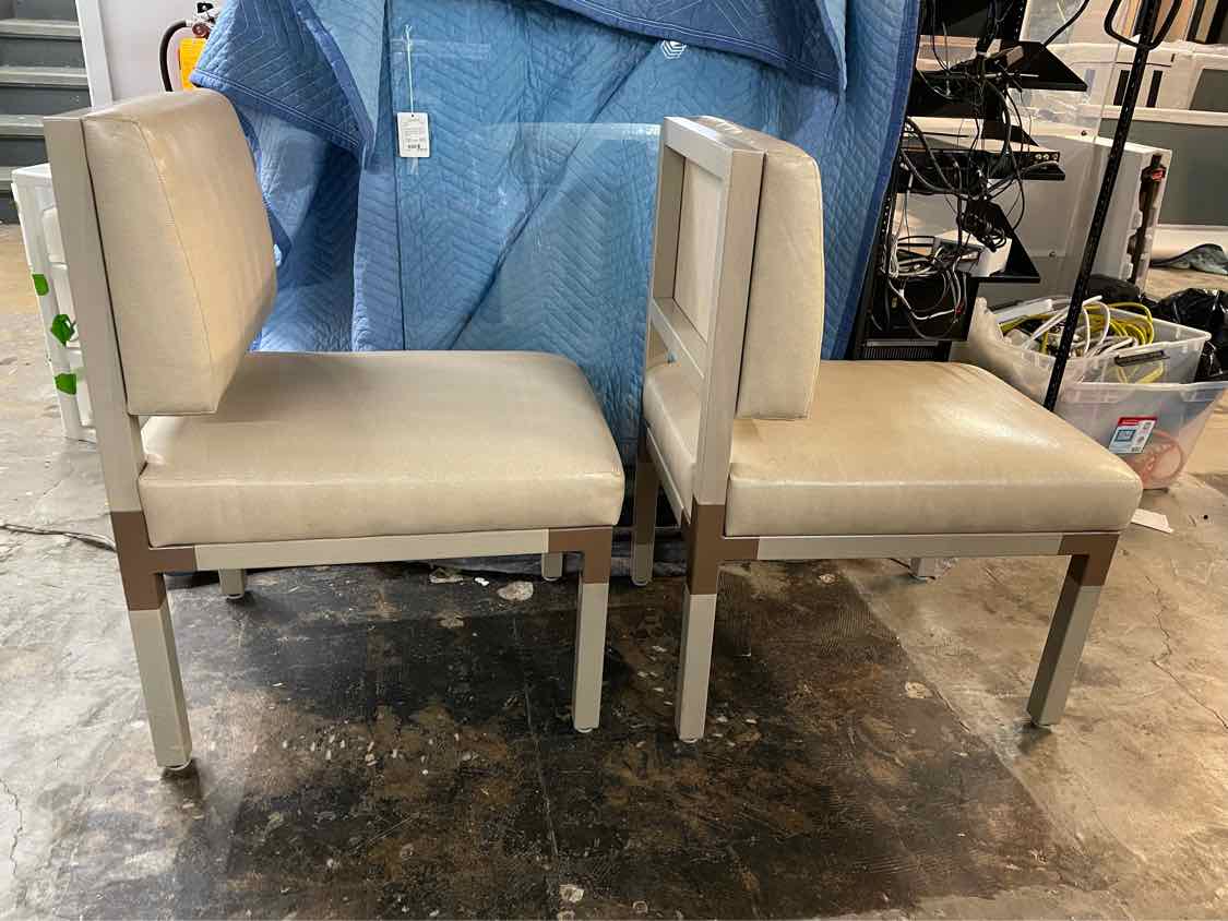 SET of 10 Leather & Brass Dining Chairs by Antoine Proulx for Dennis Miller