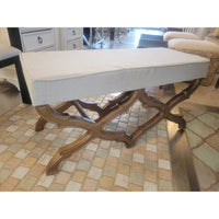 Bronze Tone X-Leg Bench w/ Upholstered Seat by Bombay