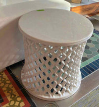 21"D Lattice Cut Marble Side Table