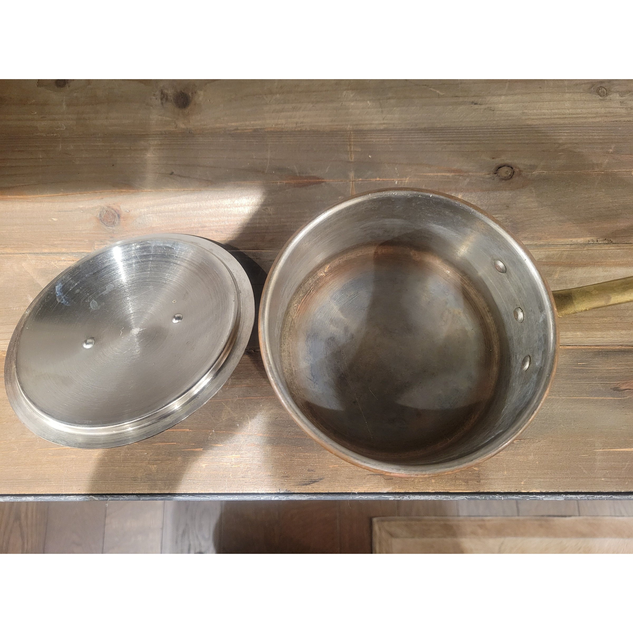 SET of Antique Copper Escargot Strainer, Pot & 8 Snail Pans by Wagner Germany