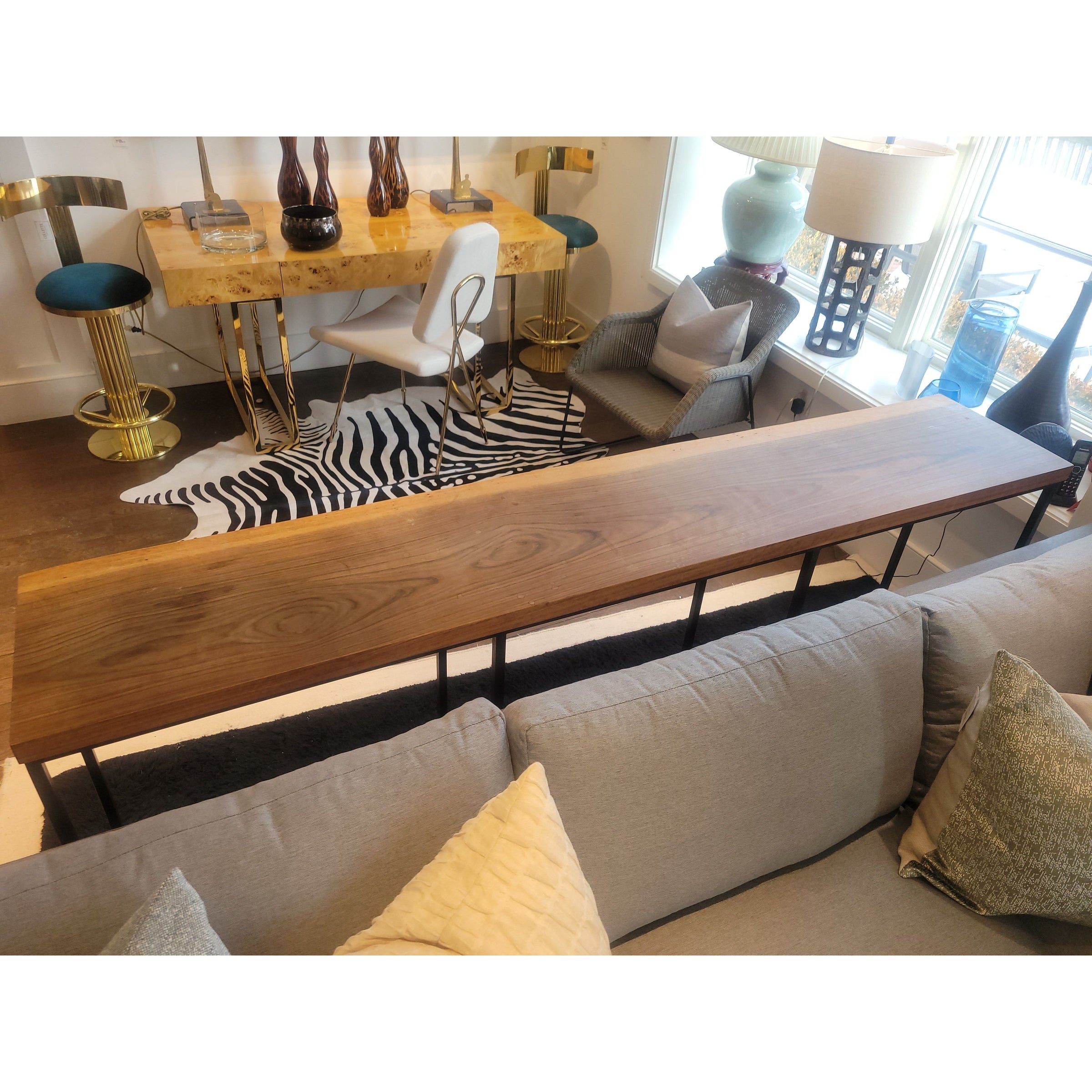 Live Edge Walnut & Metal Console Table by Central Station (AS IS)