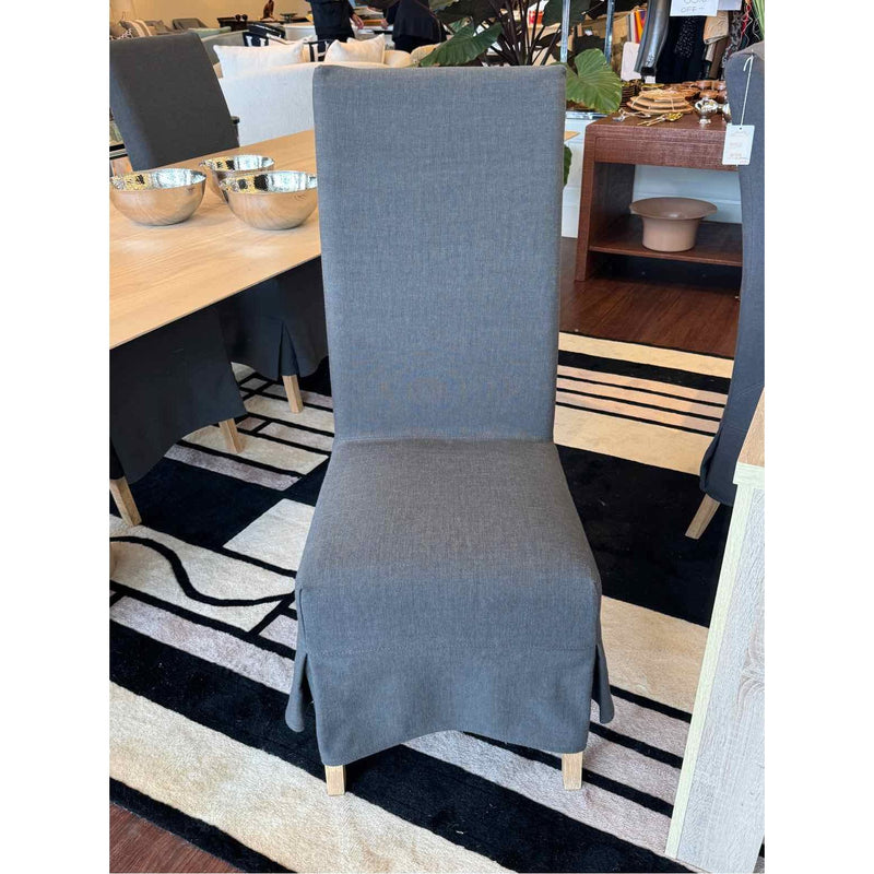 Set of (4) Grey Linen Slip Covered Chairs