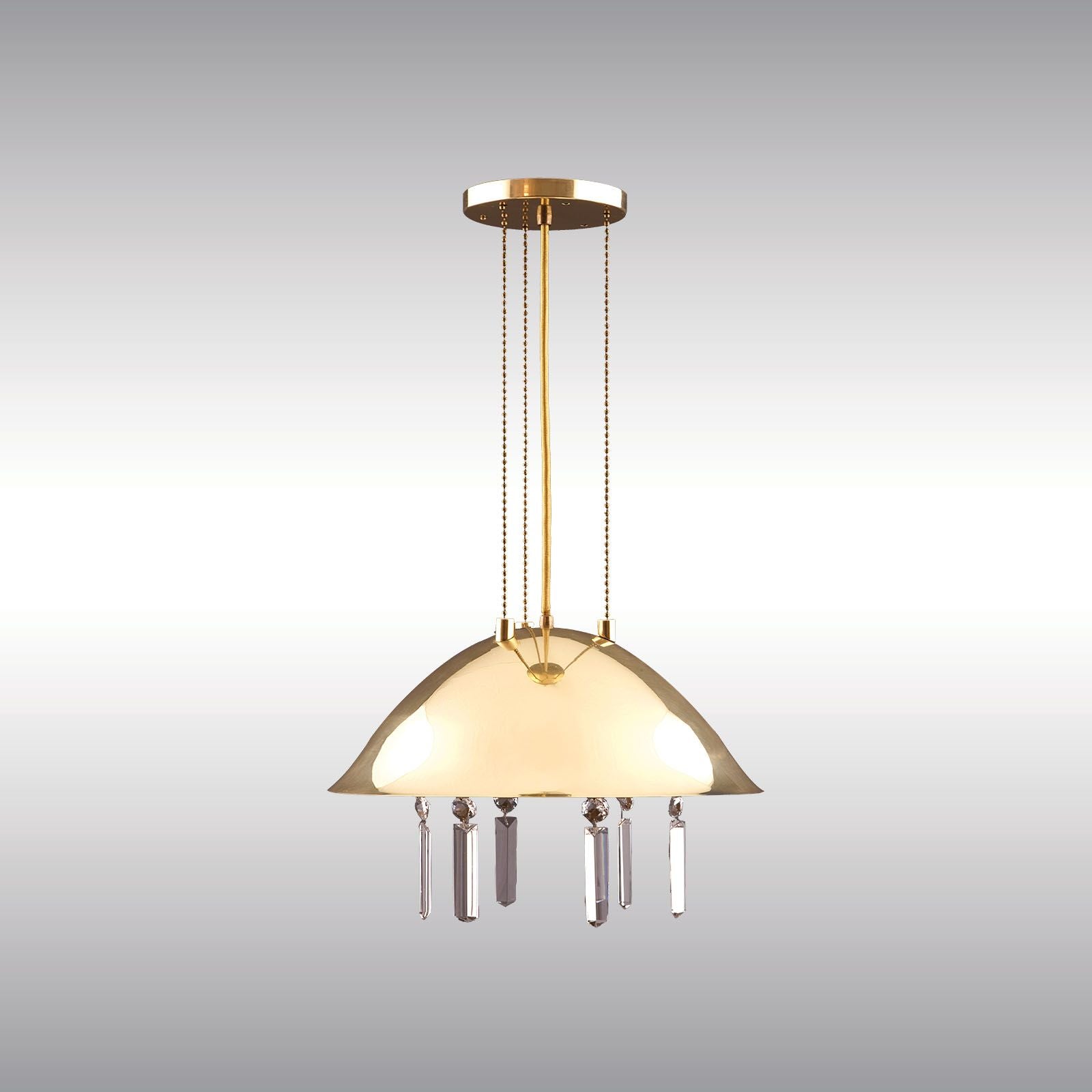 Art Nouveau Nickel & Crystal Pendant by Josef Hoffmann for WOKA Lamps Vienna