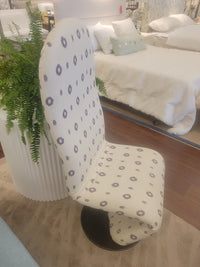 Mid-Century Style High-Back Purple Spots Swivel Chair on Metal Base (AS IS)