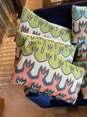 Green & Vermilion Missoni Style Lumbar Pillow