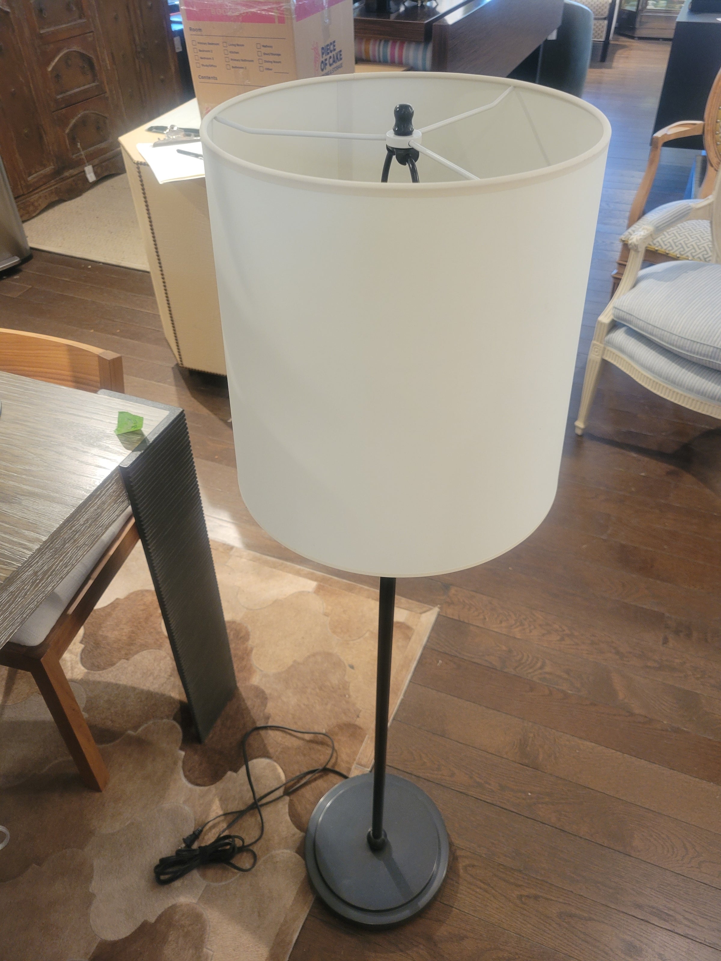 Bronzed Metal Adjustable Floor Lamp w/ Paper Shade by VC (AS IS)
