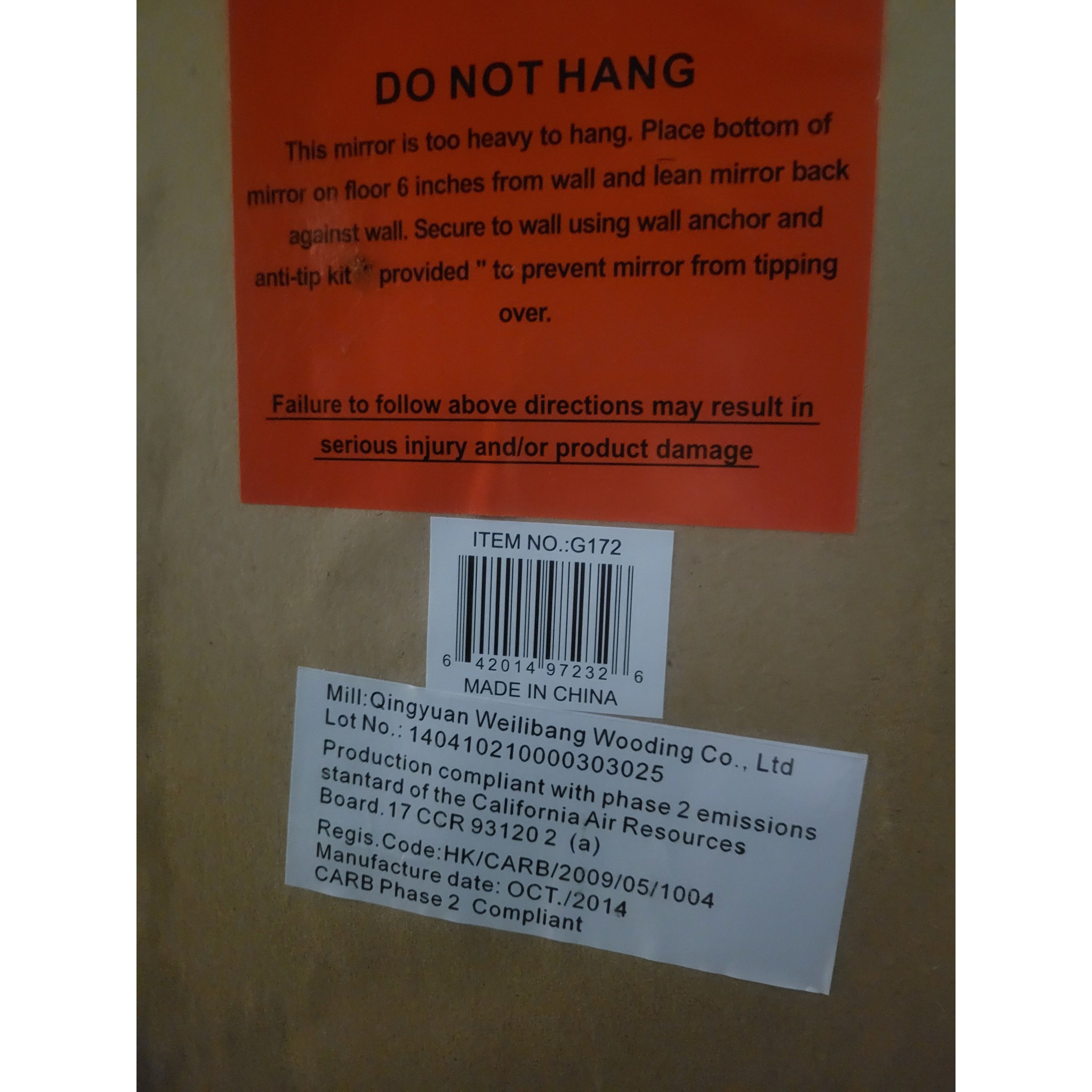 Gold Scrollwork Frame Leaning Mirror w/ Beveled Glass - AS IS