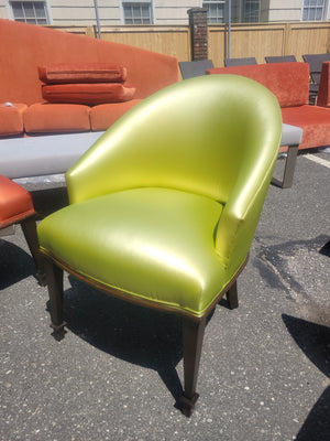 PAIR of Green Vinyl Round Back Chairs - AS IS
