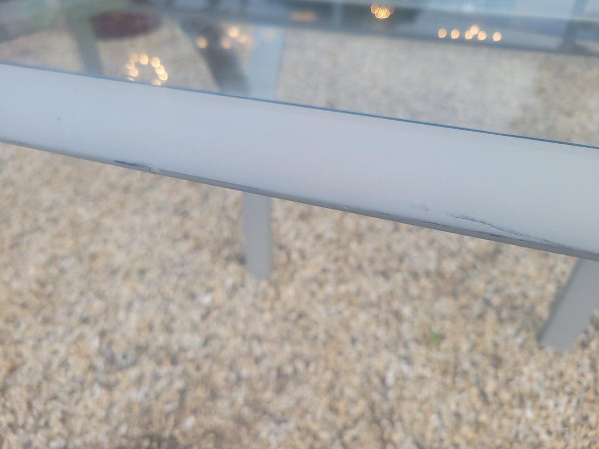 Powder Coat Aluminum Pasadena Dining Table w/ Glass Top by Brown Jordan (AS IS)