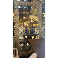 Large Metallic Grooved Mirror w/ Beveled Glass - colletteconsignment.com