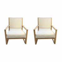 PAIR of 'Clio' Natural Wood Chairs w/ White Cushions by B&B Italia / Maxalto