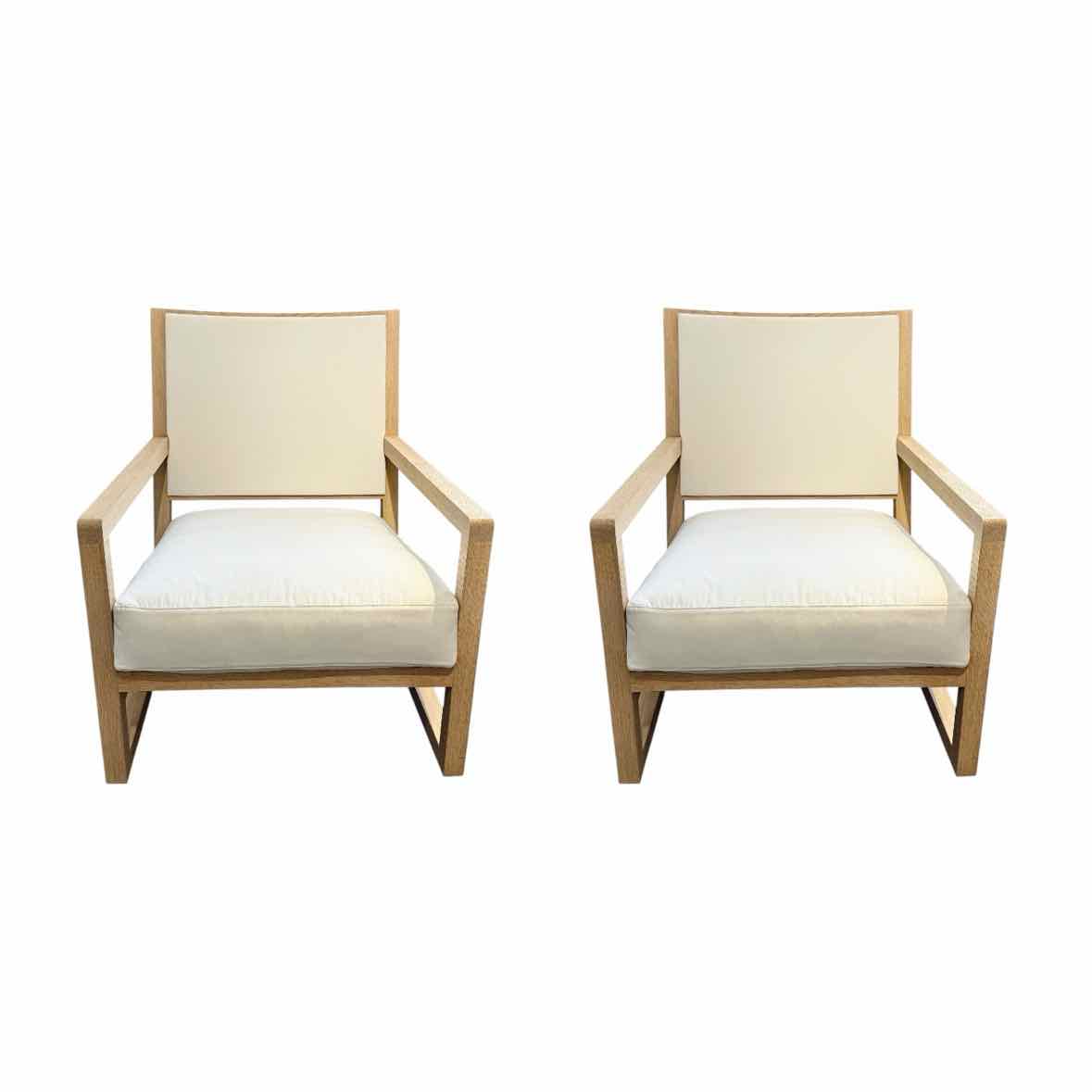 PAIR of 'Clio' Natural Wood Chairs w/ White Cushions by B&B Italia / Maxalto