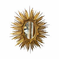 Early 20th C. French Gilded Wood Starburt Mirror