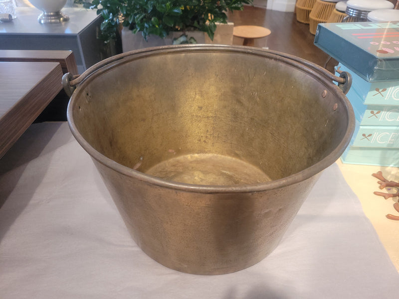 19th C. Brass Bucket w/ Tail Handles by H.W. Hayden - AS IS