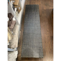 Woven Leather Bench on Dark Wood Legs