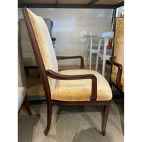PAIR of Yellow Velvet Armchairs w/ Walnut Panel Backs by Baker