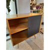 3-ft Mid-Century Maple Cabinet w/ Sliding Grasscloth Doors by Paul McCobb